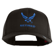 US Air Force Wing Retired Embroidered Solid Cotton Mesh Cap - Charcoal OSFM