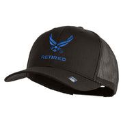 US Air Force Wing Retired Embroidered Solid Cotton Mesh Cap - Charcoal OSFM