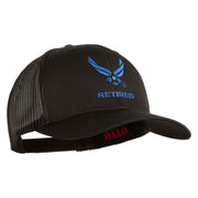 US Air Force Wing Retired Embroidered Solid Cotton Mesh Cap - Charcoal OSFM