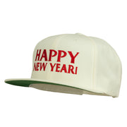 Happy New Year Embroidered Flat Bill Cap