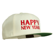 Happy New Year Embroidered Flat Bill Cap