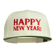 Happy New Year Embroidered Flat Bill Cap