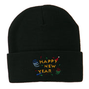 Happy New Year Embroidered Beanie