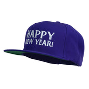 Happy New Year Embroidered Flat Bill Cap