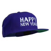 Happy New Year Embroidered Flat Bill Cap