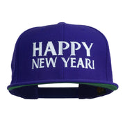 Happy New Year Embroidered Flat Bill Cap