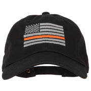 Thin Orange Line American Flag Embroidered Unstructured Cotton Washed Cap