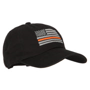 Thin Orange Line American Flag Embroidered Unstructured Cotton Washed Cap