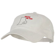 Rhode Island with Map Outline Embroidered Washed Cotton Cap