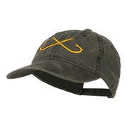 Fishing Crossed Fishhooks Embroidered Washed Cap