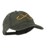 Fishing Crossed Fishhooks Embroidered Washed Cap