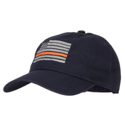 Thin Orange Line American Flag Embroidered Unstructured Cotton Washed Cap