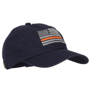 Thin Orange Line American Flag Embroidered Unstructured Cotton Washed Cap