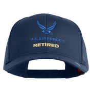 US Air Force Retired with Wing Embroidered Cotton Mesh Cap - Navy OSFM