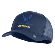 US Air Force Retired with Wing Embroidered Cotton Mesh Cap - Navy OSFM