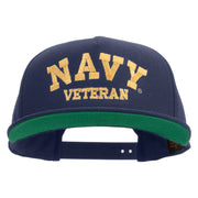 Licensed Navy Veteran Letters Embroidered 5 Panel Flat Bill Twill Snapback Solid Cap - Navy OSFM