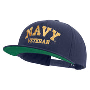 Licensed Navy Veteran Letters Embroidered 5 Panel Flat Bill Twill Snapback Solid Cap - Navy OSFM