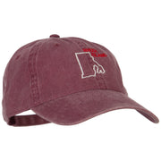 Rhode Island with Map Outline Embroidered Washed Cotton Cap