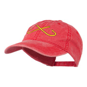 Fishing Crossed Fishhooks Embroidered Washed Cap