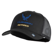 US Air Force Retired with Wing Embroidered Cotton Mesh Cap - Black OSFM