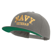 Licensed Navy Veteran Letters Embroidered 5 Panel Flat Bill Twill Snapback Solid Cap - Dk-Grey OSFM