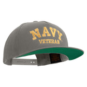 Licensed Navy Veteran Letters Embroidered 5 Panel Flat Bill Twill Snapback Solid Cap - Dk-Grey OSFM