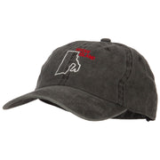 Rhode Island with Map Outline Embroidered Washed Cotton Cap