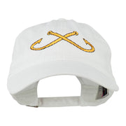 Fishing Crossed Fishhooks Embroidered Washed Cap