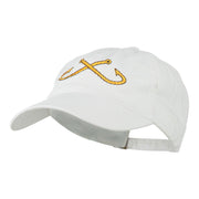 Fishing Crossed Fishhooks Embroidered Washed Cap