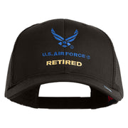 US Air Force Retired with Wing Embroidered Cotton Mesh Cap - Charcoal OSFM