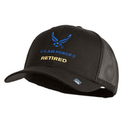 US Air Force Retired with Wing Embroidered Cotton Mesh Cap - Charcoal OSFM