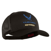 US Air Force Retired with Wing Embroidered Cotton Mesh Cap - Charcoal OSFM