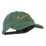 Fishing Crossed Fishhooks Embroidered Washed Cap