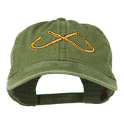 Fishing Crossed Fishhooks Embroidered Washed Cap