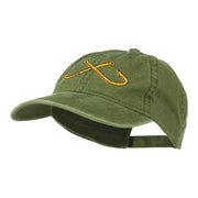 Fishing Crossed Fishhooks Embroidered Washed Cap