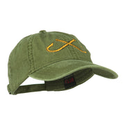 Fishing Crossed Fishhooks Embroidered Washed Cap