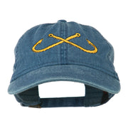 Fishing Crossed Fishhooks Embroidered Washed Cap