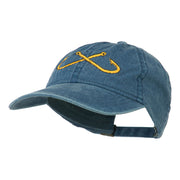 Fishing Crossed Fishhooks Embroidered Washed Cap