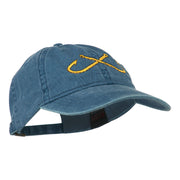 Fishing Crossed Fishhooks Embroidered Washed Cap