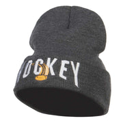 Hockey with Puck Embroidered Long Beanie