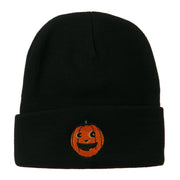 Halloween Happy Pumpkin Face Embroidered Long Beanie