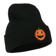 Halloween Happy Pumpkin Face Embroidered Long Beanie