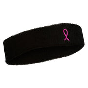 Hot Pink Ribbon Breast Cancer Embroidered Head Band