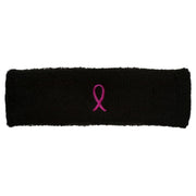 Hot Pink Ribbon Breast Cancer Embroidered Head Band