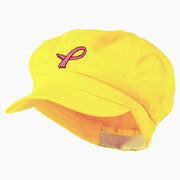 Hot Pink Ribbon Breast Cancer Embroidered Newsboy Cap