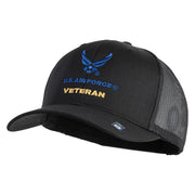 US Air Force Veteran with Wing Embroidered Cotton Mesh Cap - Black OSFM