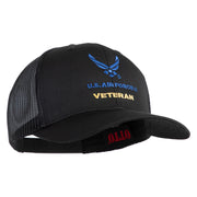 US Air Force Veteran with Wing Embroidered Cotton Mesh Cap - Black OSFM
