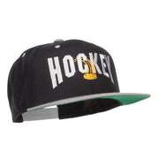 Hockey With Puck Embroidered Snapback Cap