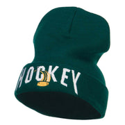 Hockey with Puck Embroidered Long Beanie