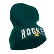 Hockey with Puck Embroidered Long Beanie